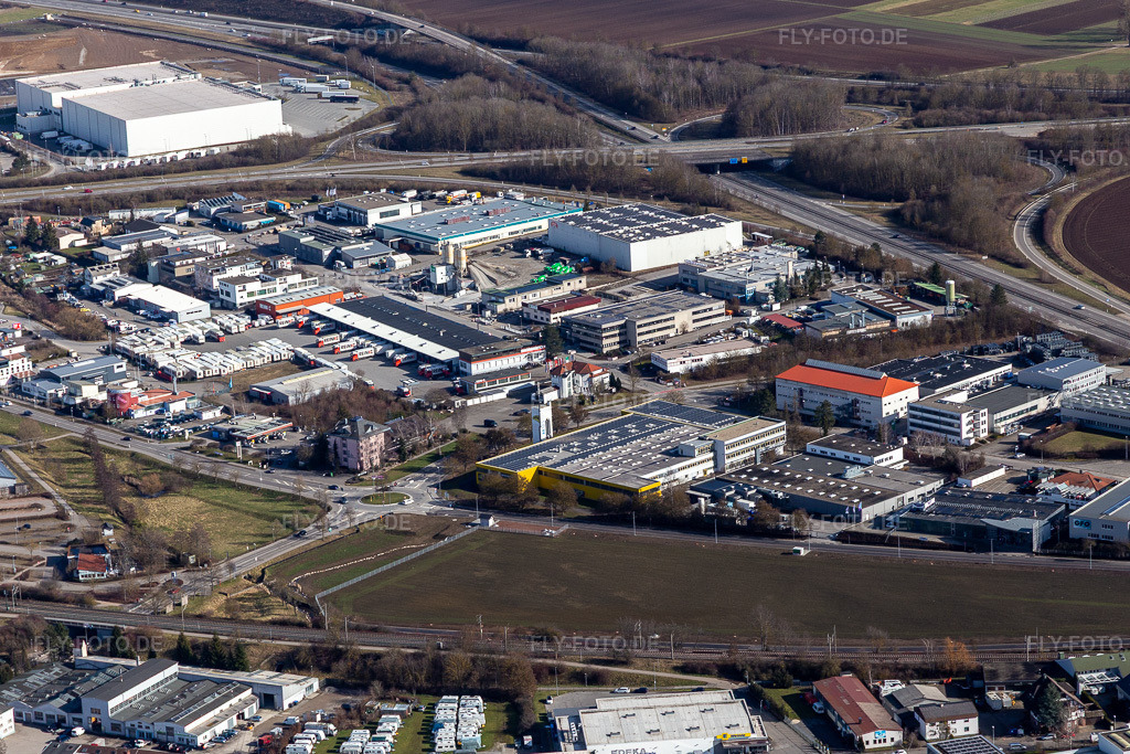 Luftbild: Industriegebiet in Gärtringen im Bundesland Baden-Württemberg in Deutschland. Foto: IMG_125156.jpg vom 20.02.2021 durch Werner Riehm/FLY-FOTO.de