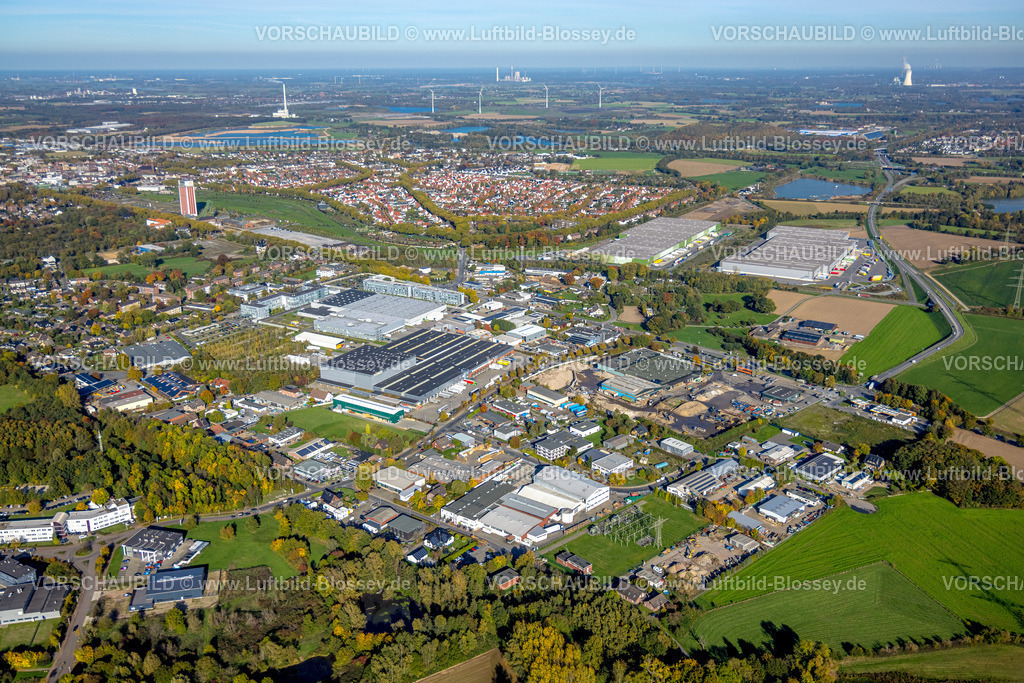 Kamp-Lintfort221004612 | Luftbild, Gewerbegebiet Max-Planck-Straße, Friedrich-Heinrich-Allee, Kaiser und Kraft Europa GmbH, PCC Specialties, Finanzamt, Gestfeld, Kamp-Lintfort, Niederrhein, Ruhrgebiet, Nordrhein-Westfalen, Deutschland