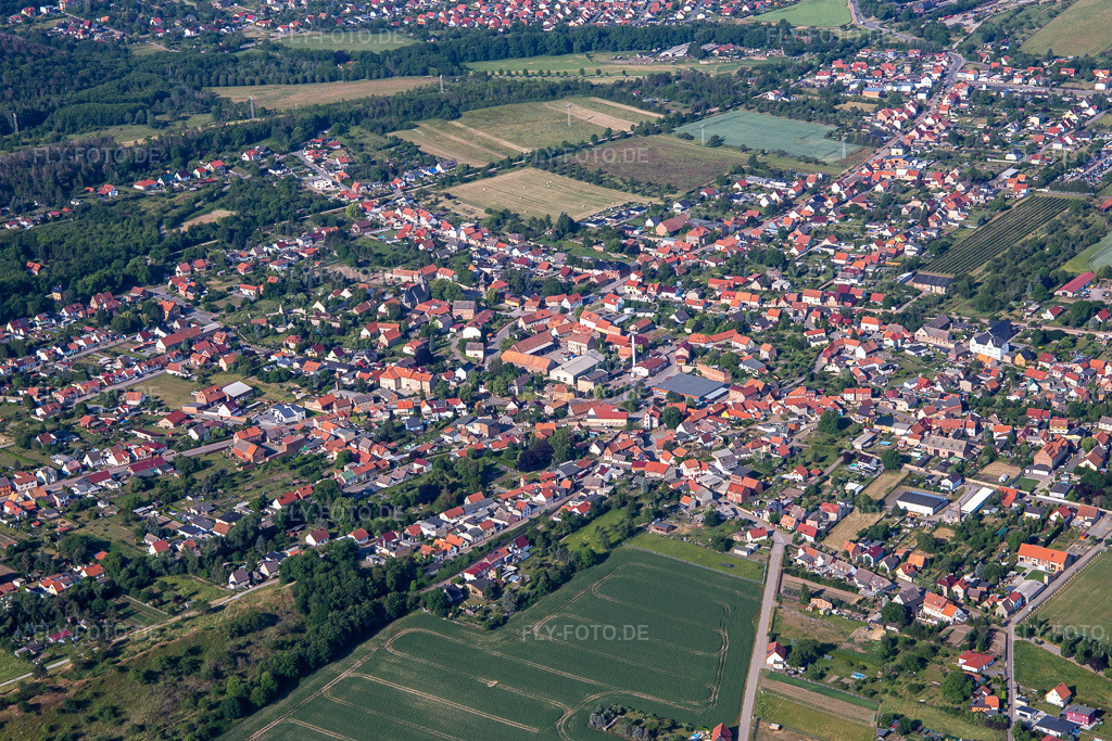 Luftbild: Ortsansicht von Osten im Ortsteil Rieder in Ballenstedt im Bundesland Sachsen-Anhalt in Deutschland. Foto: IMG_136353.jpg vom 15.06.2023 durch Werner Riehm/FLY-FOTO.de