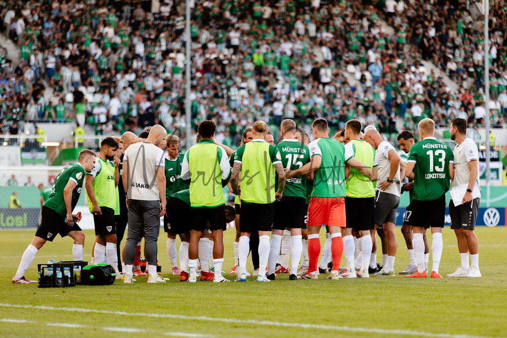 DFB-Pokal 2025/2026, 1. Runde: SC Preußen Münster - Hertha BSC Berlin | Münster, 18.08.2025: DFB-Pokal 2025/2026, 1. Runde, SC Preußen Münster gegen Hertha BSC Berlin im LVM-Preußenstadion in Münster.(Foto: sportfotografie.ms | Markus Paletta) - Realisiert mit Pictrs.com