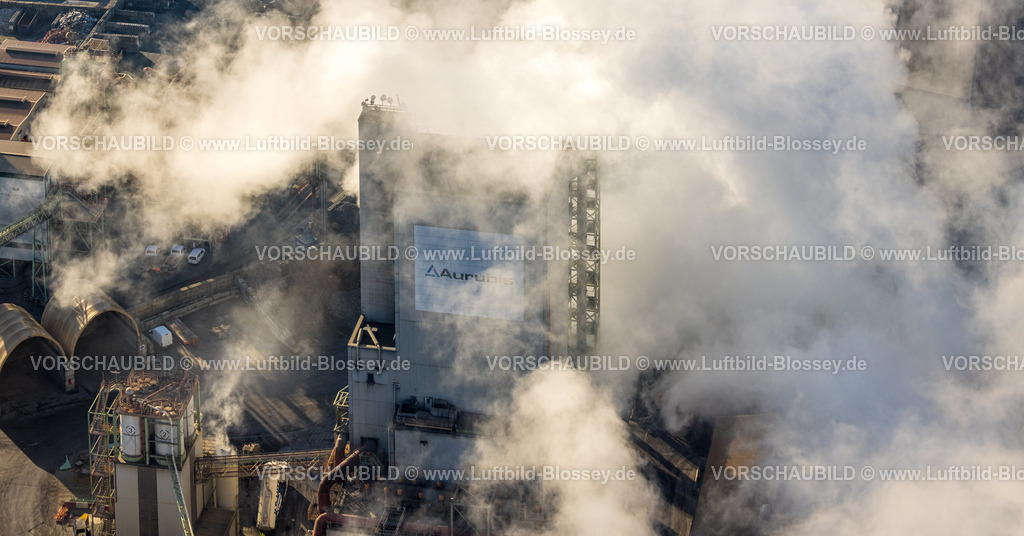 Luenen260100096 | Luftbild, Aurubis AG Recycling Kupferproduzent und Kupferwiederverwerter, Rauchwolke, Gahmen, Lünen, Ruhrgebiet, Nordrhein-Westfalen, Deutschland