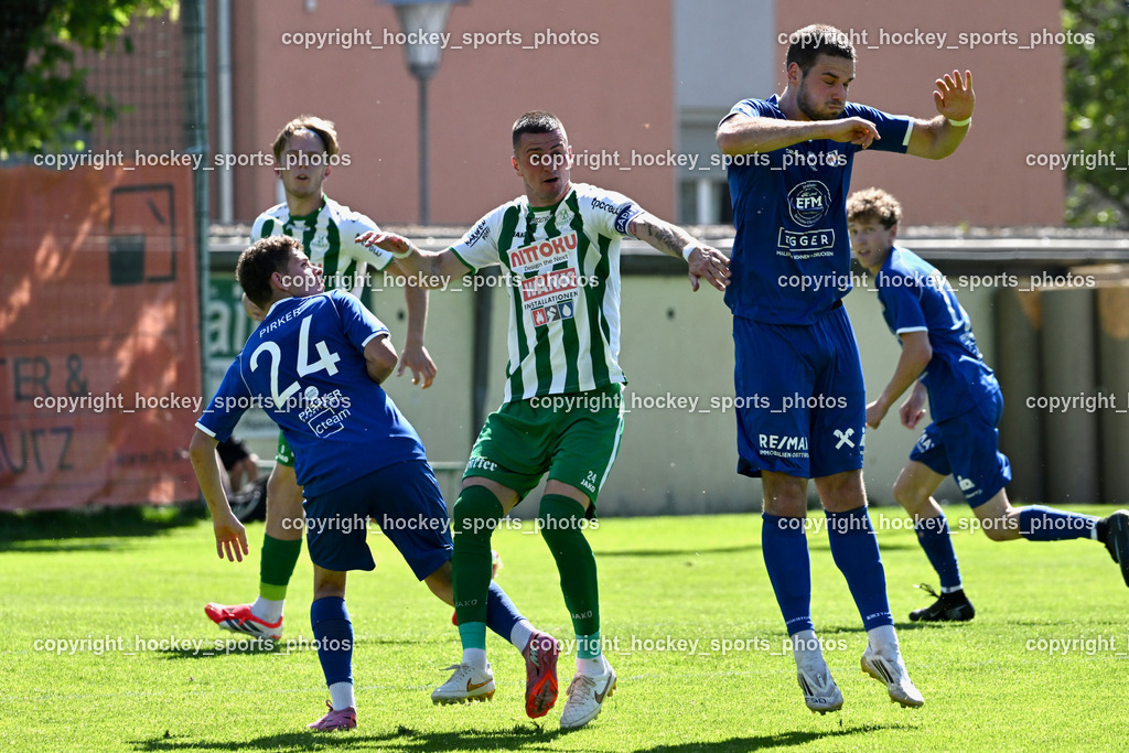 SV Donau vs. Union Matrei | #8 Benjamin Cosic Union Matrei, #24 Zoran Vukovic SV Donau,  #24 Peter Pirker Union Matrei, SV Donau vs. Union Matrei, SV Donau vs. Union Matrei am 03.05.2026 in Klagenfurt (Sportplatz Donau), Austria, (Photo by Bernd Stefan)