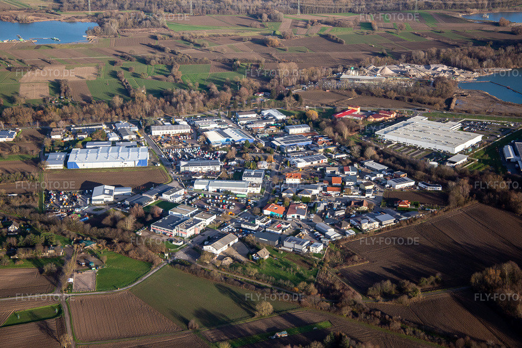 Luftbild: Gewerbegebiet Perläckerstr in Hagenbach im Bundesland Rheinland-Pfalz in Deutschland. Foto: IMG_135737.jpg vom 03.01.2023 durch Werner Riehm/FLY-FOTO.de