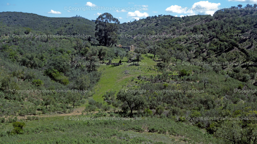 Wilde Hügellandschaft mit verfallendem Haus, Serra do Caldeirão, Algarve | Wilde Hügellandschaft mit verfallendem Haus Serra do Caldeirão, Algarve - Realisiert mit Pictrs.com