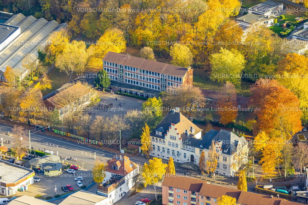 Hagen251102808 | Luftbild, Vinckeschule Grundschule, Bürgeramt Boele, herbstliche Bäume, Boele, Hagen, Ruhrgebiet, Nordrhein-Westfalen, Deutschland