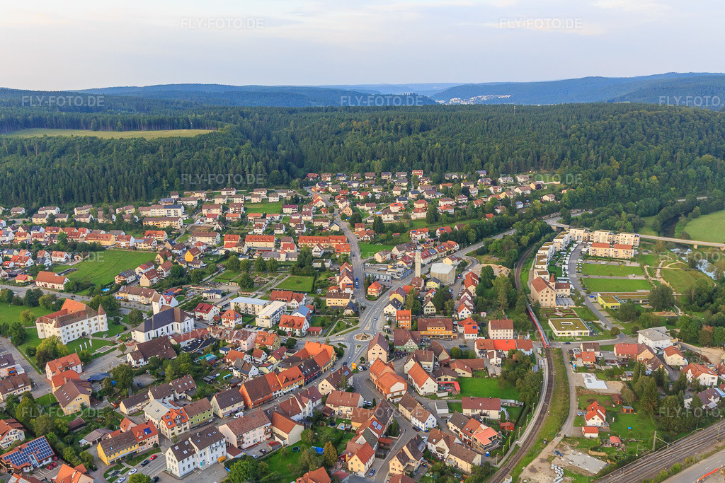 Luftbild: Schlossplatz mit St. Peter und Paul und Hector Kinderakademie Immendingen in Oberes Schlos An d. Steig in Immendingen im Bundesland Baden-Württemberg in Deutschland. Foto: IMG_102775.jpg vom 25.08.2017 durch Werner Riehm/FLY-FOTO.de