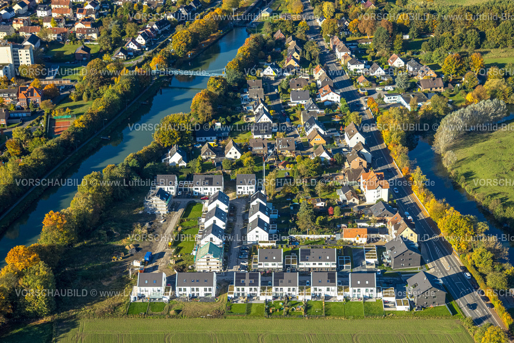 Hamm251001033 | Luftbild, Neubaugebiet für Wohnhäuser Im Fuchswinkel an der Lippestraße / Friedrichsfeld zwischen Fluss Lippe und Datteln-Hamm-Kanal, Uentrop, Hamm, Ruhrgebiet, Nordrhein-Westfalen, Deutschland