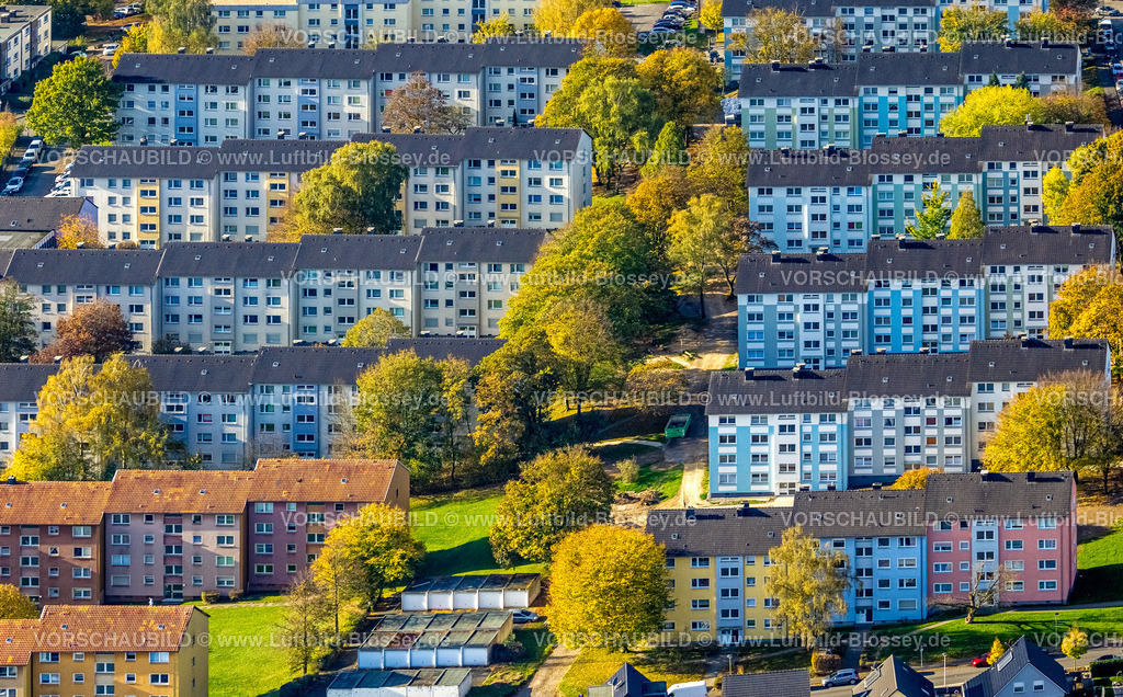 Hagen221015519 | Luftbild, Reihenhäuser Mietshäuser Wohnsiedlung Twittingstraße, Haspe-West, Hagen, Ruhrgebiet, Nordrhein-Westfalen, Deutschland