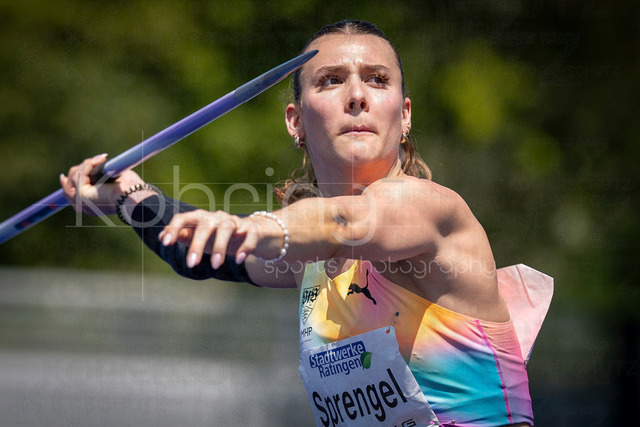 Multisport Event; Ratingen, 28.06.2026 | RATINGEN, GERMANY - JUNE 28, 2026 : Sandrina Sprengel (GER / Germany) competing in the heptathlon’s javelin throw during the Multisport Event at Stadion Ratingen on June 28, 2026 in Ratingen, Germany.