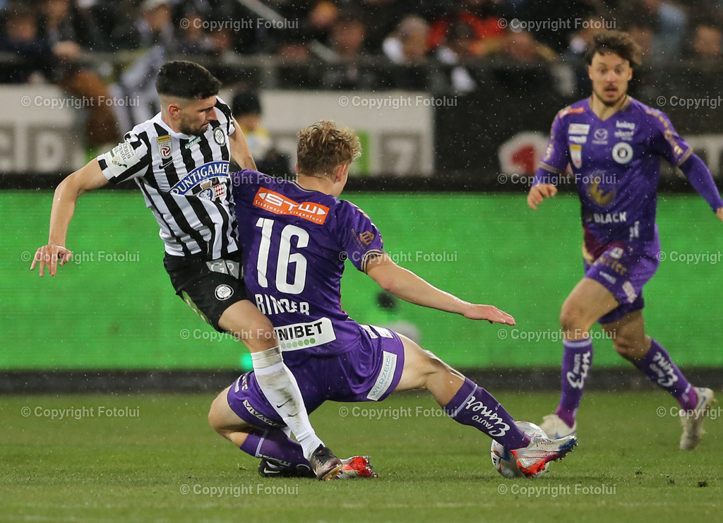 A_LUI_25032023___9 | SPORT,FUSSBALL,ADMIRAL BUNDESLIGA STURM GRAZ-AUSTRIA KLAGENFURT 25.02.2023
IM BILD: JUSUF GAZIBEGOVIC (GRAZ) UND NICOLAS BINDER (KLAGENFURT) FOTOLUI/MARIO WIMMER