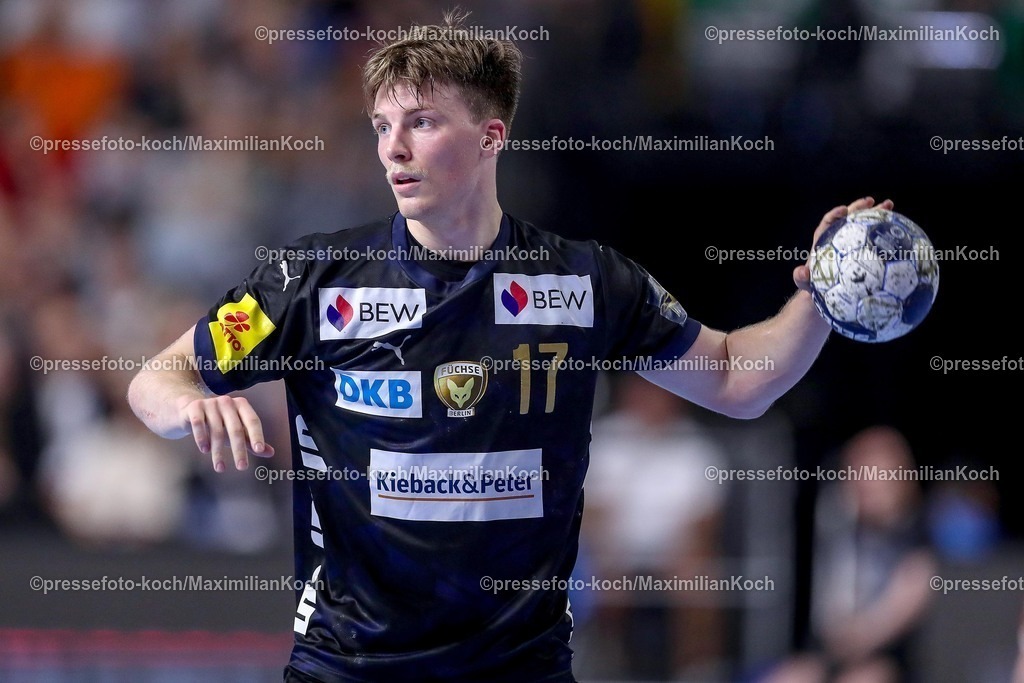 KoeEHF14062501071 | 14.06.2025, Handball, Halbfinale TruckScout24 EHF FINAL4, LANXESS arena Köln, Füchse Berlin - HBC Nantes: Nils Lichtlein  (Fuechse Berlin #17) 