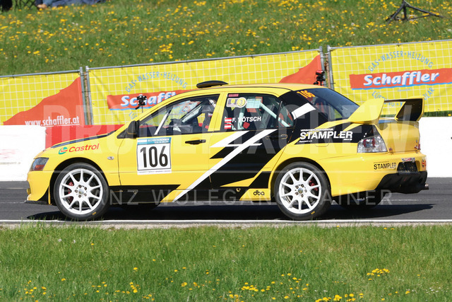 FIA European Hill Climb Championship – Rechberg 2026 | FIA European Hill Climb Championship at Rechberg, held from 24 to 26 April 2026 near Tulwitz, Styria, Austria. The image shows Florian VÖTSCH (AUT) Mitsubishi Lancer Evo 8.