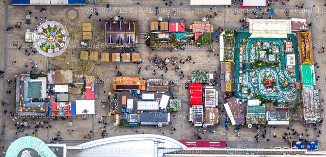 Dortmund221201661-2 | Luftbild, Weihnachtsmarkt, Alter Markt, Fahrgeschäfte, City, Dortmund, Ruhrgebiet, Nordrhein-Westfalen, Deutschland