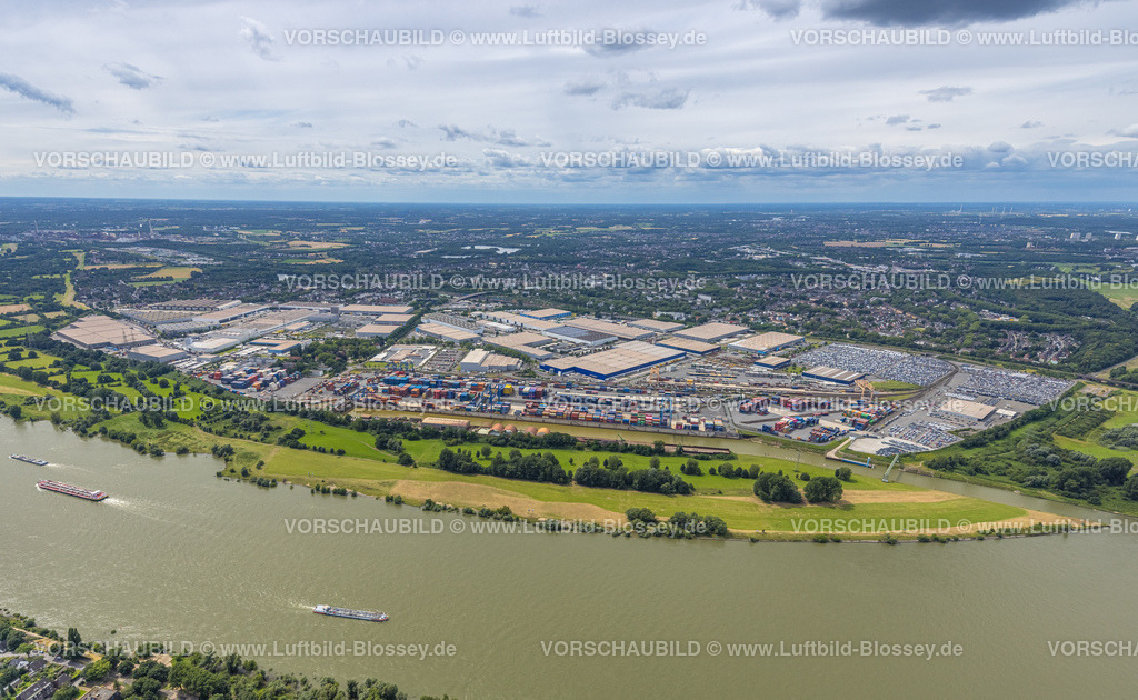 Duisburg240704102-West | Luftbild, Duisburg-West, logport I (Eins) Rheinhausen, duisport mit Automobil-Logistik am Fluss Rhein, Friemersheim, Duisburg, Ruhrgebiet, Nordrhein-Westfalen, Deutschland