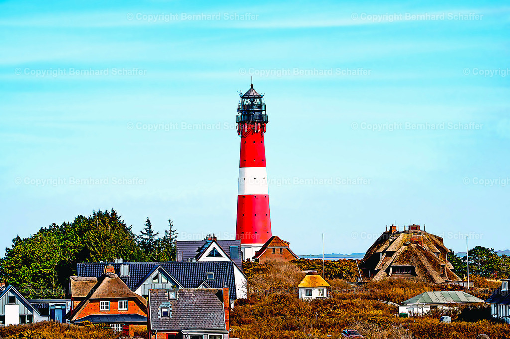 Leuchtturm auf Sylt | Der Leuchtturm von Hörnum auf der Insel Sylt als Cartoon Illustration. - Realisiert mit Pictrs.com