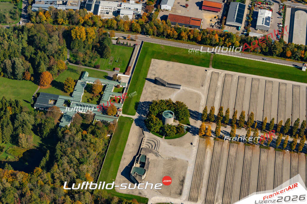 Die Luftbildaufnahme Gedenkstaette - Dachau wurde 2018 mittels Flugzeug (keine Drohne) erstellt. Perfekte Schärfe und Druck- Auflösung- Garantiert!