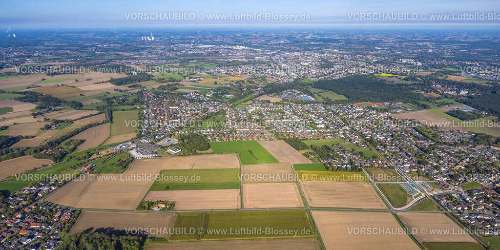Hamm250900705 | Luftbild, geplanter Haltepunkt in Westtünnen, Baustelle am Südfeldweg und Von-Thünen-Straße für den künftigen Bahnhaltepunkt, Wiesen und Felder am Südfeldweg, Blick zur City, Stadtbezirk Rhynern, Hamm, Ruhrgebiet, Nordrhein-Westfalen, Deutschland
