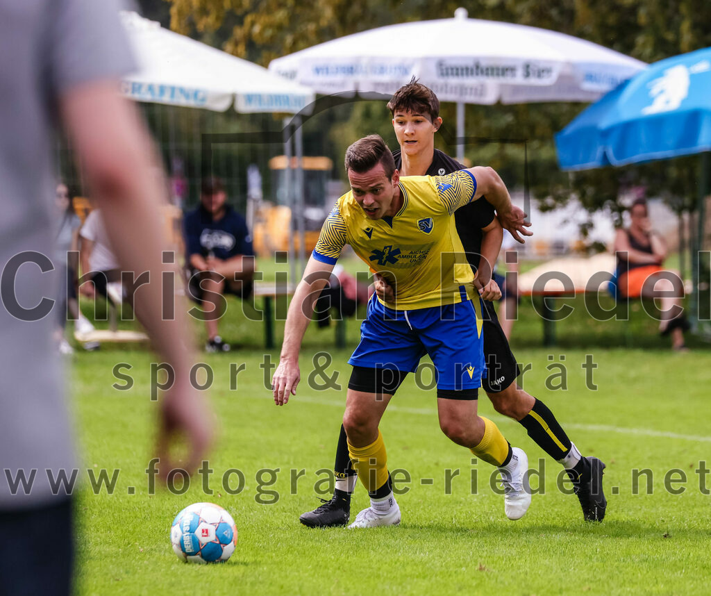 2023-09-03_065_TSV_Grafing_II_gegen_SV_Dornach_II | Grafing, Deutschland, 03.09.2023:
Fußball, A-Klasse 2023 / 2024, 3. Spieltag, TSV Grafing II gegen SV Dornach II, Endergebnis: 0:0

Andreas Viehweger (SV Dornach, #4), Lorenz Breckner (TSV Grafing, #16)

Foto: Christian Riedel / fotografie-riedel.net