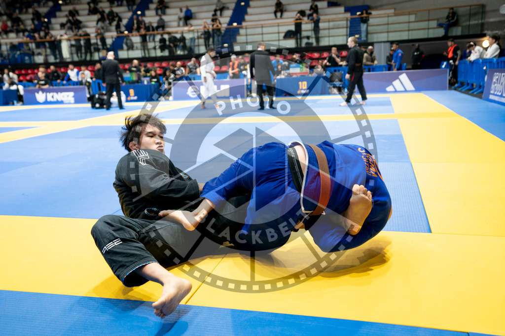 20240124PBB00199 | Fighters compete during the second day of the IBJJF European Championship in Paris, France, on January 24, 2024.