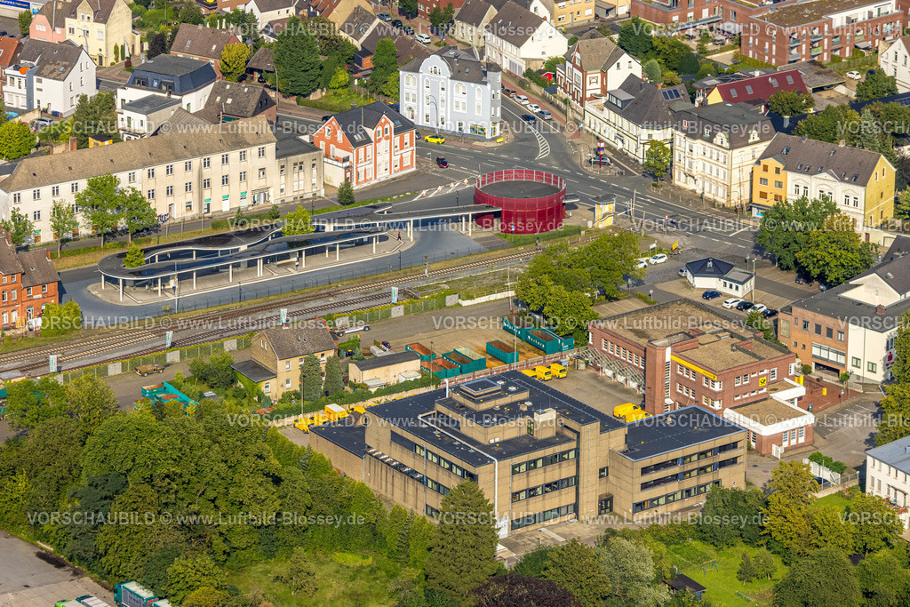 Beckum230804949 | Luftbild, Busbahnhof, Deutsche Post Logistik, Beckum, Münsterland, Nordrhein-Westfalen, Deutschland
