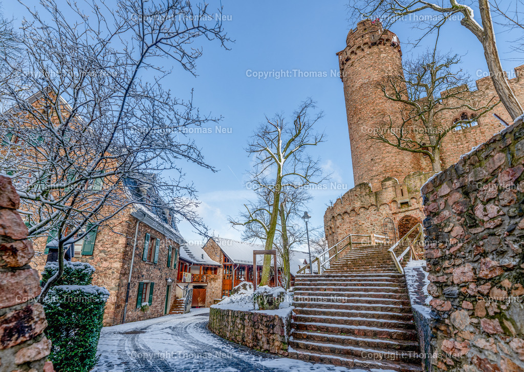 Winter-Schloss-Auerbach-Thomas_Neu_Fotografie-50 | Winterzauber auf Schloss Auerbach: Die historische Burgruine hoch über der Bergstraße zeigt sich im Schnee von ihrer beeindruckendsten Seite. Der Blick über die Rheinebene, der mächtige Wehrturm und die markante Schwarzkiefer machen das Schloss zu einem der schönsten Wintermotive im Odenwald. Entdecken Sie die faszinierende Kombination aus Geschichte, Natur und einzigartiger Winteratmosphäre., Bild: Thomas Neu