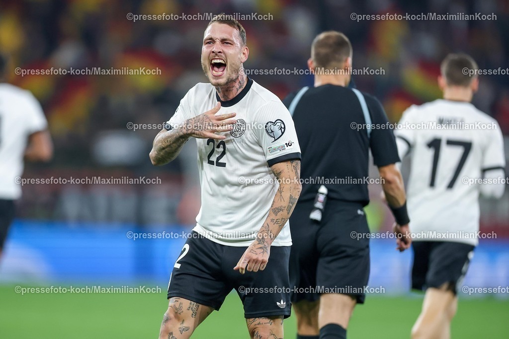 DFB10102501073 | 10.10.2025, Fußball, Länderspiel, Deutschland - Luxemburg, UEFA WM-Qualifikation, 2025/2026, Gruppe A, PreZero Arena in Sinsheim: Torjubel nach dem Tor zum 1:0 durch Torschütze David Raum (GER #22)  zusammen mit  DFB regulations prohibit any use of photographs as image sequences and or quasi-video.