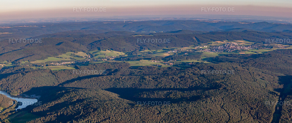 Luftbild: Ortsansicht im Ortsteil Beerfelden in Oberzent im Bundesland Hessen in Deutschland. Foto: IMG_52027-Pano.jpg vom 18.08.2012 durch Werner Riehm/FLY-FOTO.de