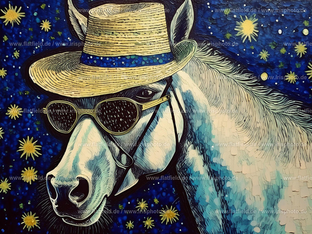 Pferd mit Strohhut 1 | Digital Art | Digitale Kunst
