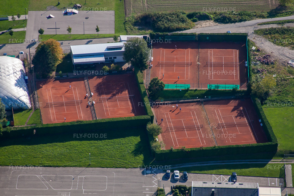 Luftbild: Sportgelände des SV-1899 eV Langensteinbach im Ortsteil Langensteinbach in Karlsbad im Bundesland Baden-Württemberg in Deutschland. Foto: IMG_45108.jpg vom 21.09.2011 durch Werner Riehm/FLY-FOTO.de