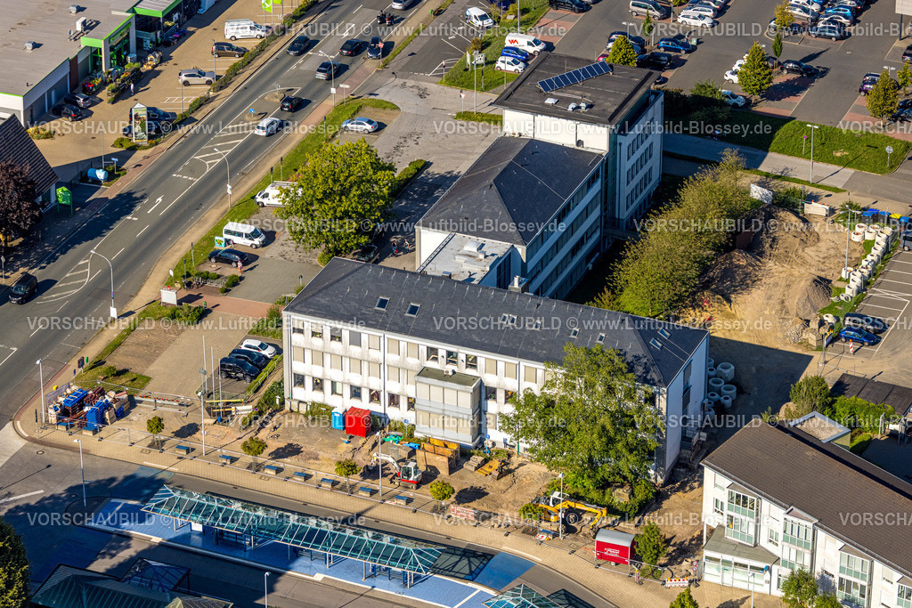 Sprockhoevel240811209Hasslinghausen | Luftbild, Stadtverwaltung Rathaus mit Baustelle, Haßlinghausen, Sprockhövel, Ruhrgebiet, Nordrhein-Westfalen, Deutschland