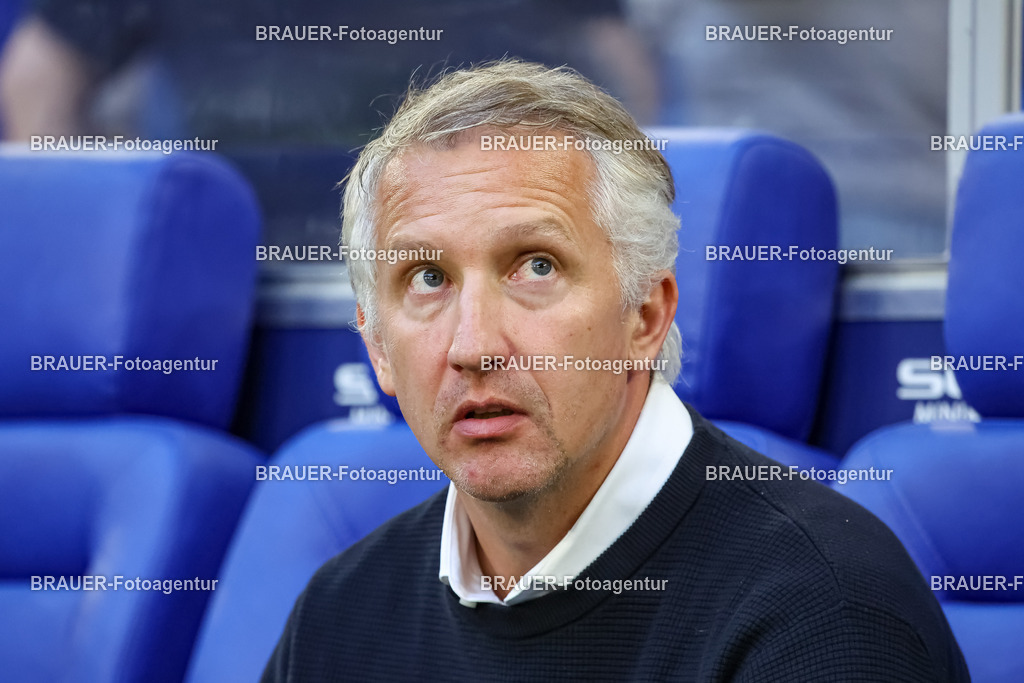 1_S04BER_20250801_0450.JPG -  - FC Schalke 04 - Hertha BSC Berlin - 2. Bundesliga | Gelsenkirchen, Deutschland, 01.08.25: Sport-Vorstand Frank Baumann (FC Schalke 04) schaut waehrend des Spiels der 2. Bundesliga zwischen FC Schalke 04 - Hertha BSC Berlin in der Veltins-Arena am 01. August 2025 in Gelsenkirchen, Deutschland. (Foto von Stefan Brauer/Brauer-Fotoagentur)DFB/DFL REGULATIONS PROHIBIT ANY USE OF PHOTOGRAPHS AS IMAGE SEQUENCES AND/OR QUASI-VIDEO.