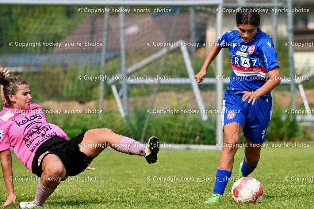 Carinthians Hornets vs. GAK 1902 Frauen | #9 Alicia Morgenstern Carinthians Hornets, #25 Viola Parvizi GAK, Carinthians Hornets vs. GAK 1902 Frauen, Carinthians Hornets vs. GAK 1902 Frauen am 01.09.2024 in Sachsenburg (Sportplatz Sachsenburg), Austria, (Photo by Bernd Stefan)