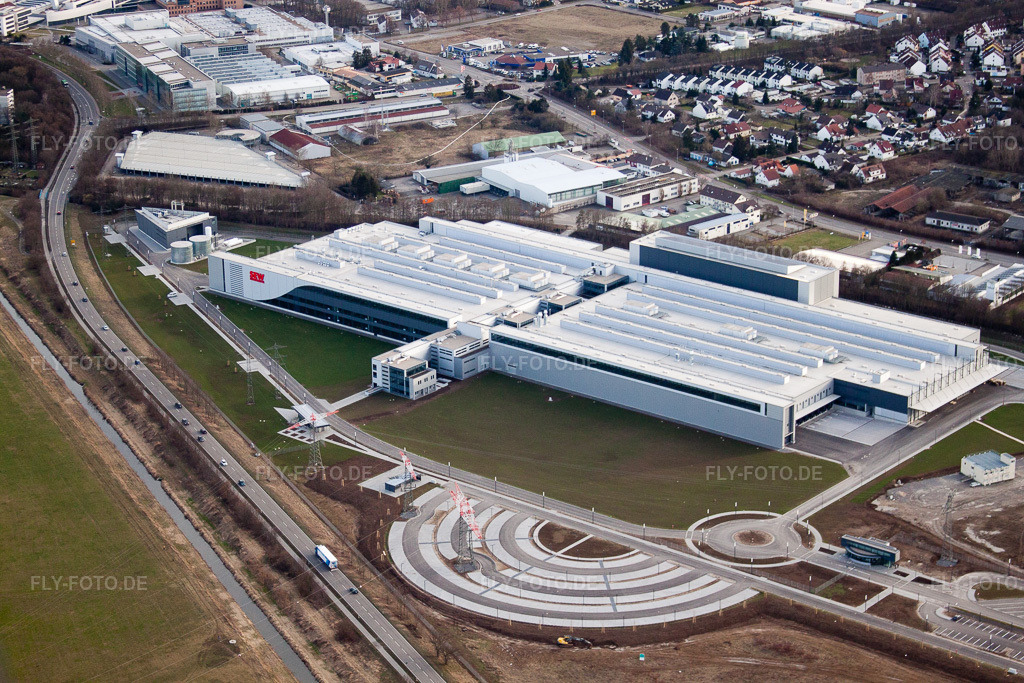 Luftbild: Gewerbegebiet und Firmenansiedlung SEW GGW in Bruchsal im Bundesland Baden-Württemberg in Deutschland. Foto: IMG_24654.jpg vom 27.02.2010 durch Werner Riehm/FLY-FOTO.de