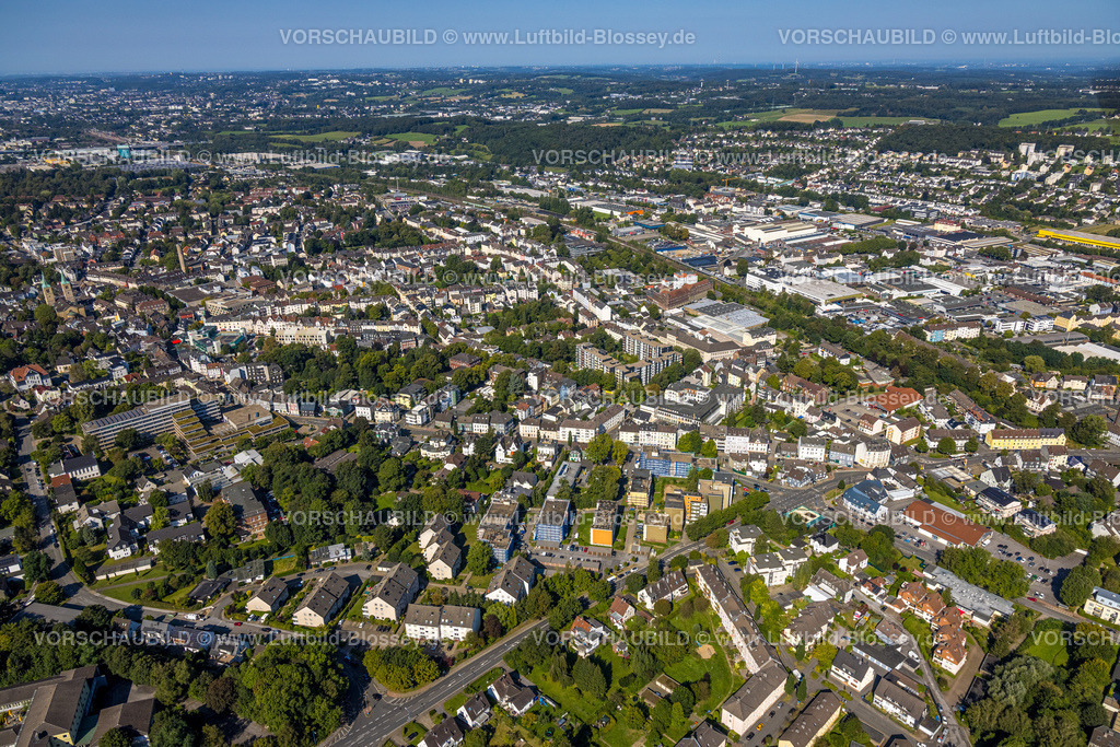 Schwelm240813713 | Luftbild, Wohngebiet Ortsansicht mit City Schwelm, Fernsicht, Schwelm, Ruhrgebiet, Nordrhein-Westfalen, Deutschland