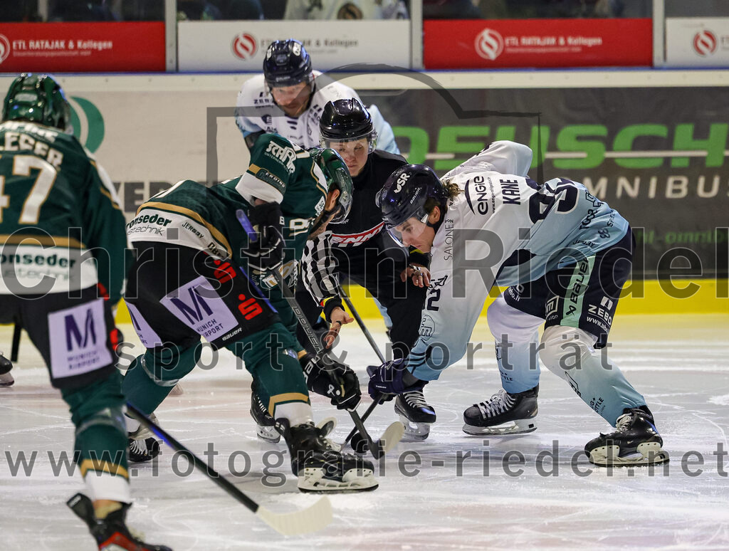 2026-01-06_092_TSV_Erding_gegen_EV_Lindau_Islanders | Erding, Deutschland, 06.01.2026:Eishockey, Oberliga Süd 2025 / 2026, 35. Spieltag, TSV Erding gegen EV Lindau Islanders, Endergebnis: 2:5Maximilian Forster (Erding Gladiators, #81), Noah Kane (EV Lindau Islanders, #92)Foto: Christian Riedel / fotografie-riedel.net