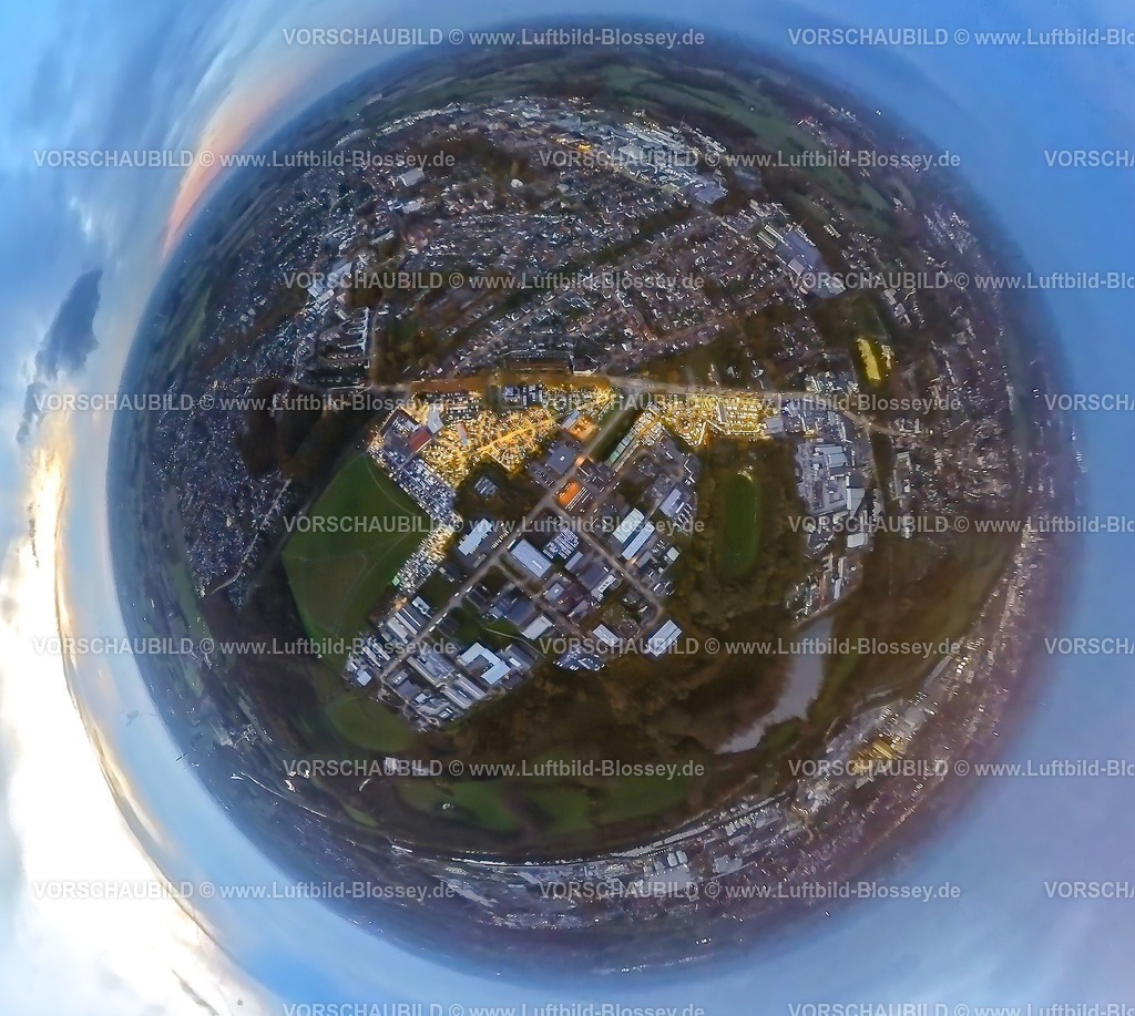 Hamm231190127PotthoffAutomeile-topaz | Luftbild, Nachtaufnahme, leuchtendes Autohaus Potthoff Autohändler, kreisrunder Parkplatz für PKW, Erdkugel, Fisheye Aufnahme, Fischaugen Aufnahme, 360 Grad Aufnahme, tiny world, little planet, fisheye Bild, Bockum-Hövel, Hamm, Ruhrgebiet, Nordrhein-Westfalen, Deutschland