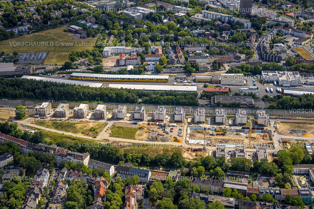 Dortmund230700092 | Luftbild, Baustelle Kronprinzenviertel für Neubau von Wohnungen, Am Wasserturm Südbahnhof, Kaiserbrunnen, Westfalendamm, Dortmund, Ruhrgebiet, Nordrhein-Westfalen, Deutschland