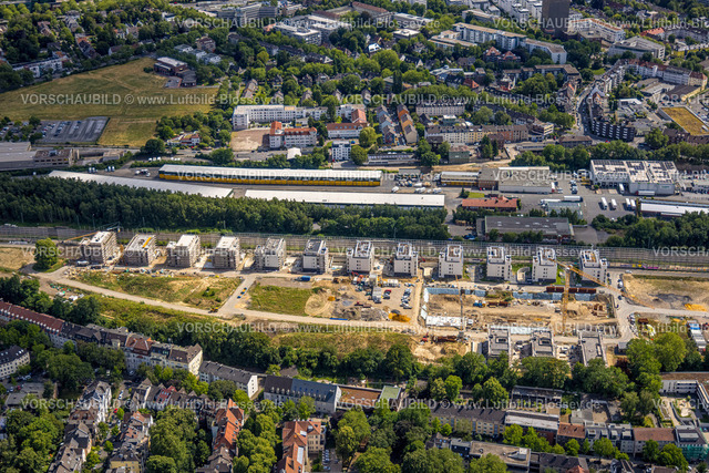 Dortmund230700092 | Luftbild, Baustelle Kronprinzenviertel für Neubau von Wohnungen, Am Wasserturm Südbahnhof, Kaiserbrunnen, Westfalendamm, Dortmund, Ruhrgebiet, Nordrhein-Westfalen, Deutschland