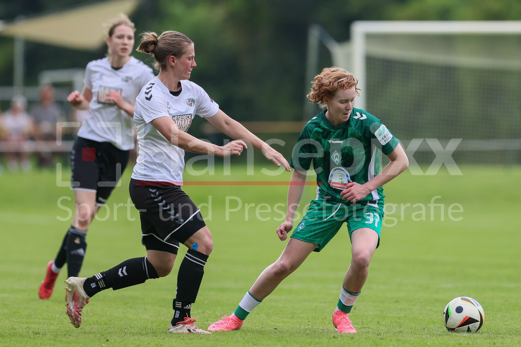 Fussball, Testspiel Frauen, SV Henstedt-Ulzburg - SV Werder Bremen | v.li.: Catherine Knobloch (SV Henstedt-Ulzburg, 9) und Lena Dahms (SV Werder Bremen, 37) im Zweikampf, Duell, Dynamik, Aktion, Action, Spielszene