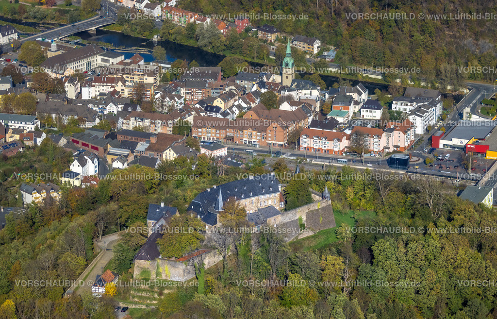 Hagen221016607 | Luftbild, Schloss Hohenlimburg, Evangelisch-Reformierte Kirche Hohenlimburg, Hohenlimburg, Hagen, Ruhrgebiet, Nordrhein-Westfalen, Deutschland