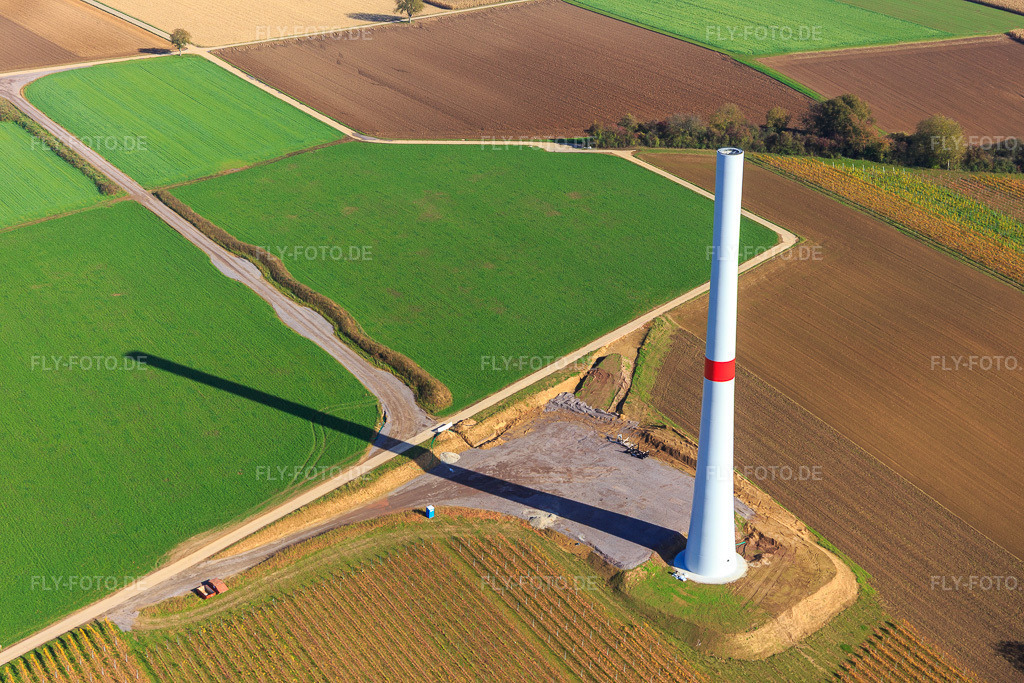 Luftbild: Baustelle für Mast einer WKA des Windparks Freckenfeld der EnBW -für Windenergieanlage mit 6 Windrädern in Freckenfeld im Bundesland Rheinland-Pfalz in Deutschland. Foto: IMG_104357.jpg vom 31.10.2017 durch Werner Riehm/FLY-FOTO.de