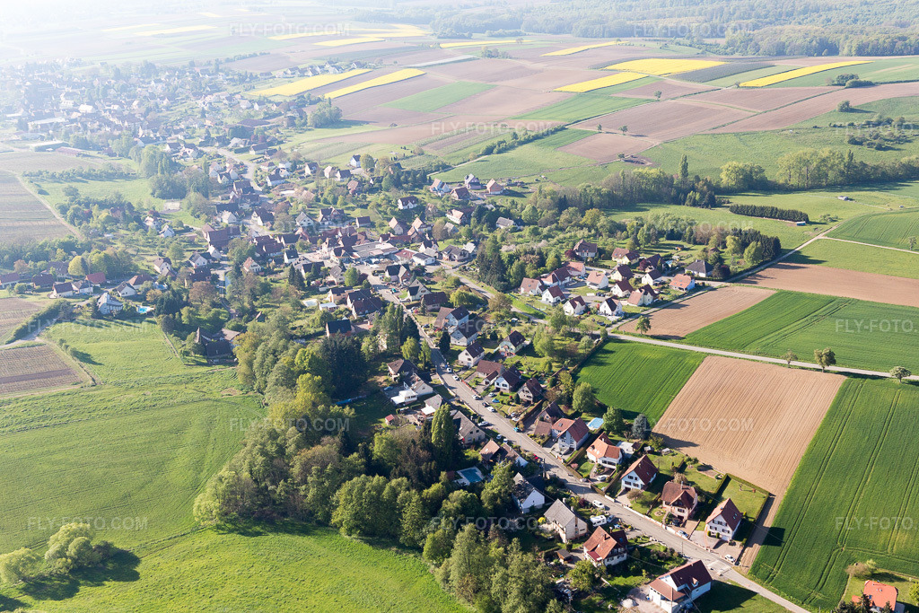Aerial view: View of the town in Rott in the state Bas-Rhin, France.Photo: IMG_099301.jpg taken on 04/30/2017 by Werner Riehm/FLY-FOTO.comResolution of the original: 5472 x 3648 px