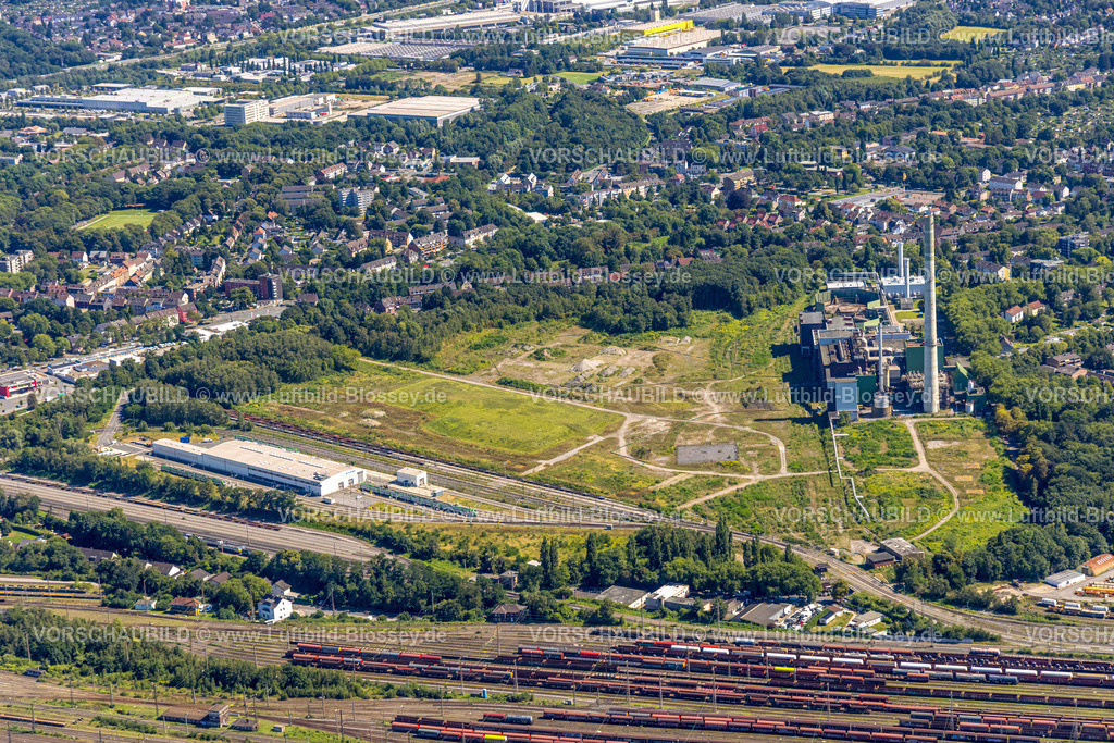 Herne240803394 | Luftbild, ehemaliges Uniper-Kraftwerk Shamrock, Freifläche und Baustelle, ehemaliges Bergwerkgelände General Blumenthal, Wanne-Süd, Herne, Ruhrgebiet, Nordrhein-Westfalen, Deutschland
