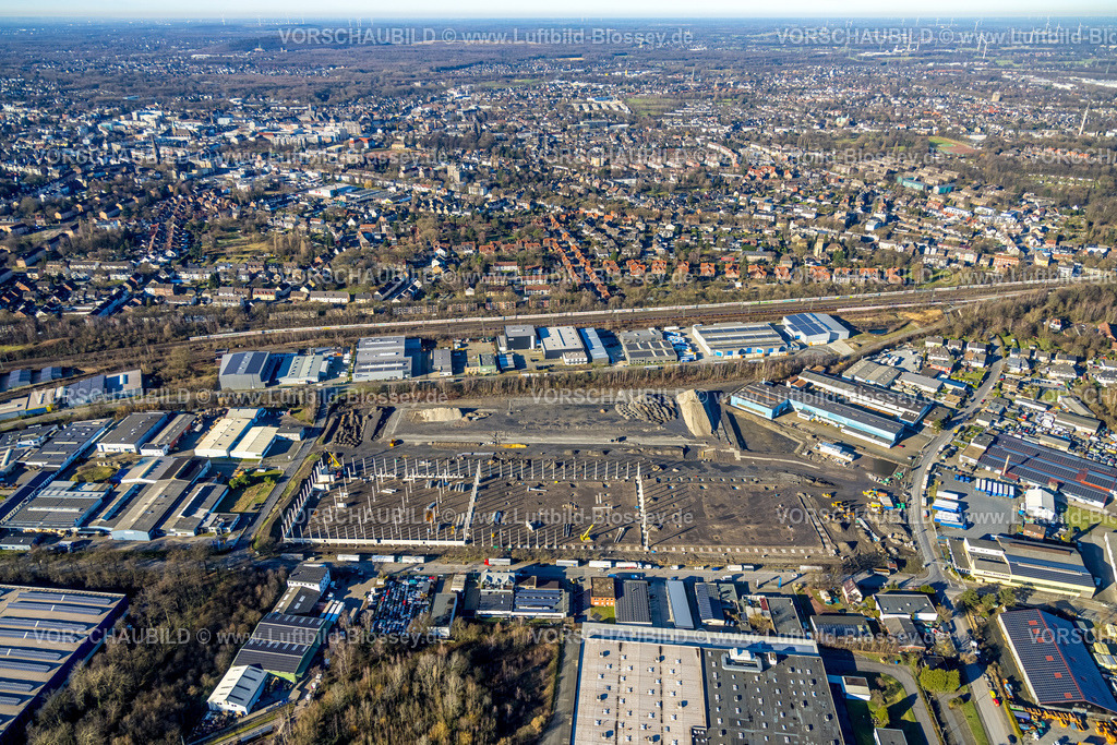 Bottrop240107169 | Luftbild, Gewerbegebiet Gohrweide, Baustelle mit Neubau Prologis Park Bottrop An der Knippenburg, Batenbrock-Süd, Bottrop, Ruhrgebiet, Nordrhein-Westfalen, Deutschland