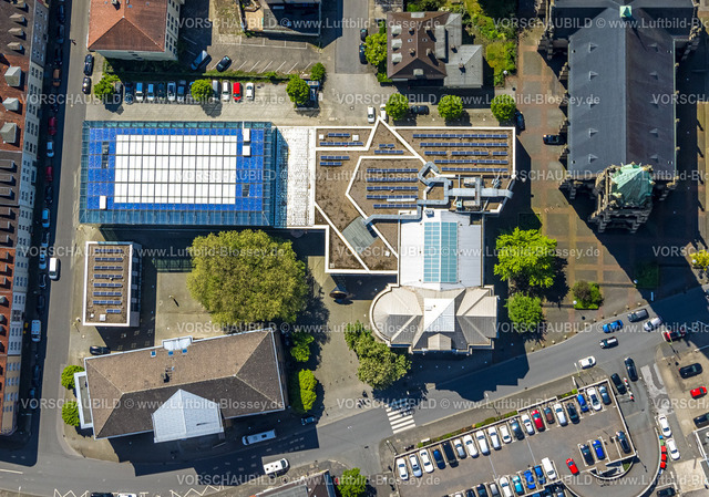 Hagen230502307-2 | Luftbild, Museumsplatz, Osthaus Museum, St. Marien Kirche, Mittelstadt, Hagen, Sauerland, Nordrhein-Westfalen, Deutschland