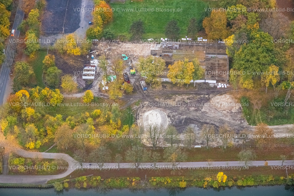 Hamm221011768 | Luftbild, Baustelle Adenauerallee Ecke Fährstraße, nahe Altes Fährhaus, Herbstfarben, Datteln-Hamm-Kanal, Uentrop, Hamm, Ruhrgebiet, Nordrhein-Westfalen, Deutschland