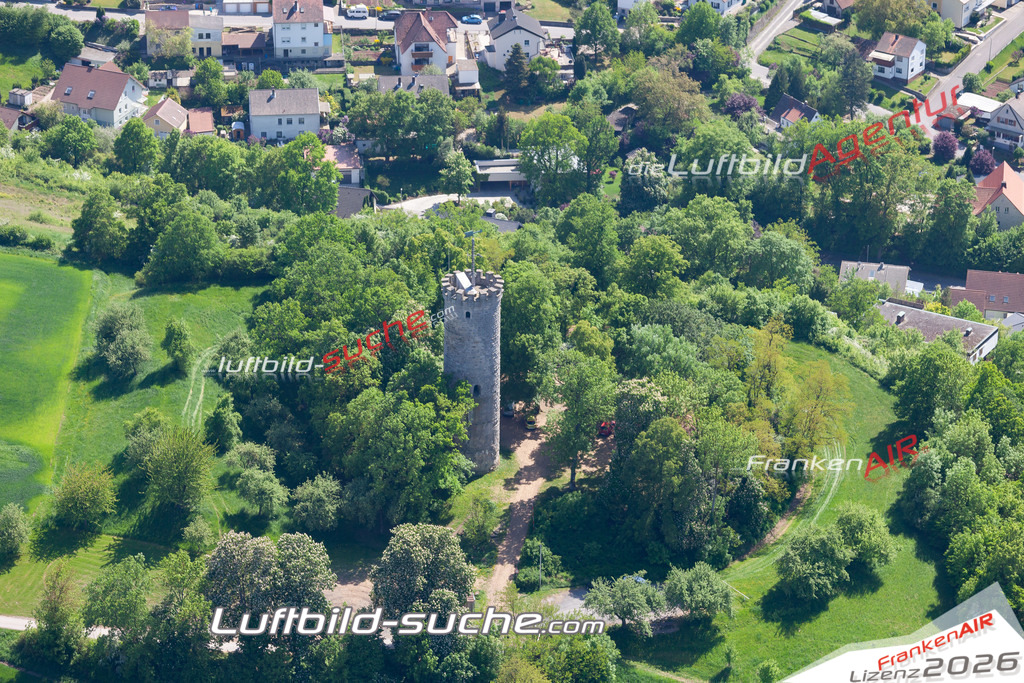 aktuelles Luftbild von Wallburg Eltmann - Luftaufnahme wurde 2018 von https://frankenair.de mittels Flugzeug (keine Drohne) erstellt.