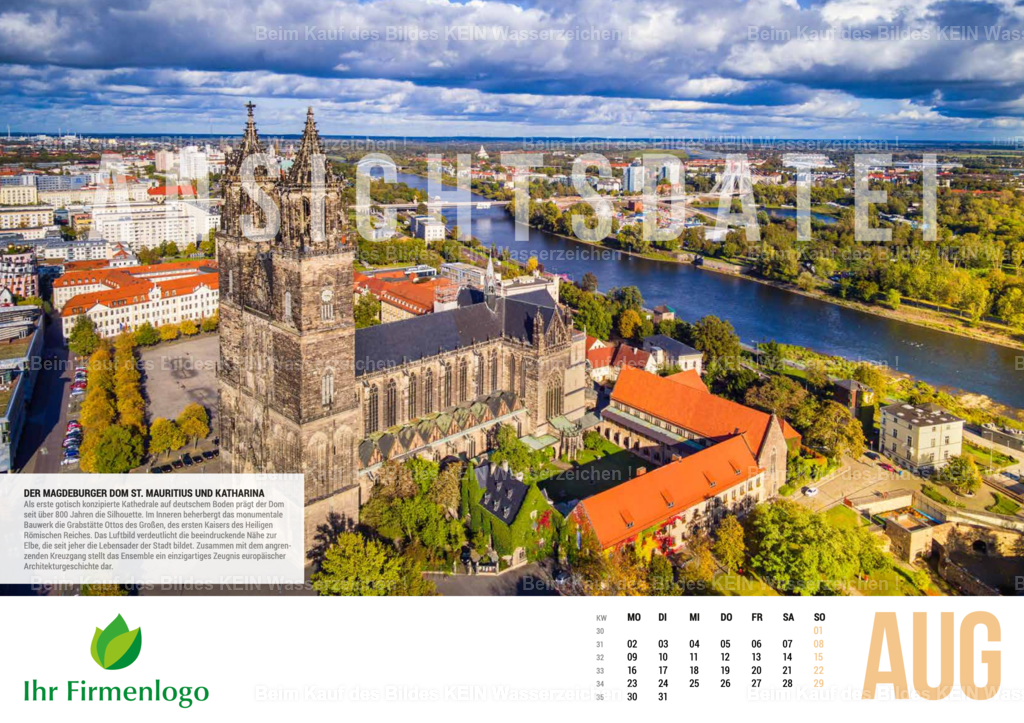 8_Magdeburg_Luftbild_Kalender_2027_August | Magdeburger Wandkalender mit Luftbildern für Firmen 2027 - Realisiert mit Pictrs.com