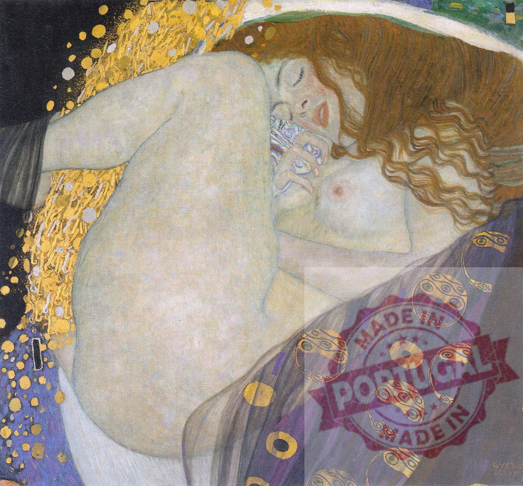 Gustav klimt Gustav Klimt's Danae painting symbolizing fertility and abundance | Danaë embracing the golden shower from Zeus, representing divine conception and spiritual awakening - Realized with Pictrs.com