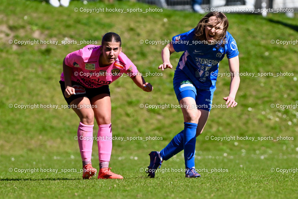 Carinthians LIWOdruck Hornets vs. Union LUV Graz | #9 Alicia Morgenstern Carinthians Hornets, #15 Viktoria Sattler LUV Graz, Carinthians LIWOdruck Hornets vs. Union LUV Graz, Carinthians LIWOdruck Hornets vs. Union LUV Graz am 06.04.2025 in Sachsenburg (Sportplatz Sachsenburg), Austria, (Photo by Bernd Stefan)